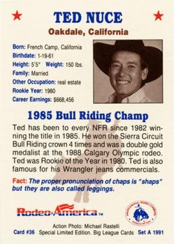 1991 Rodeo America Set A #36 Ted Nuce Back